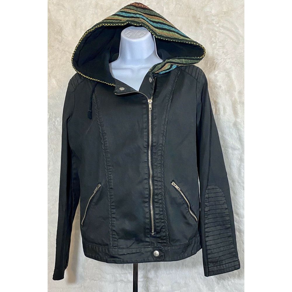 Others Follow Black Moto Jacket M Colorful Hoodie